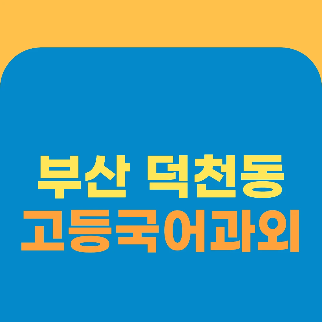 부산 덕천동 고등국어과외