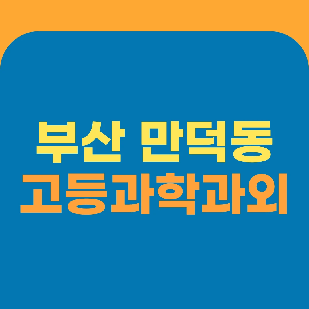 부산 만덕동 고등과학과외