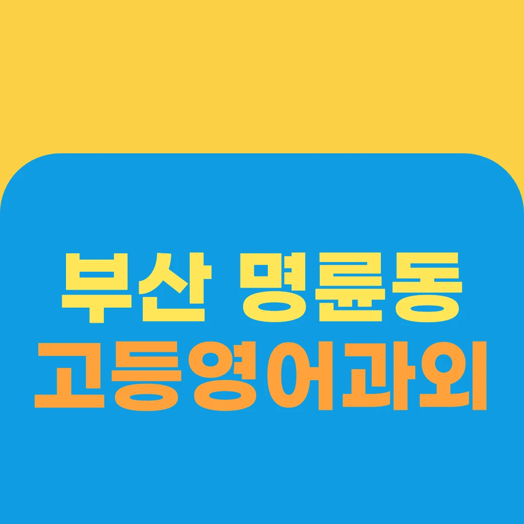 부산 명륜동 고등영어과외