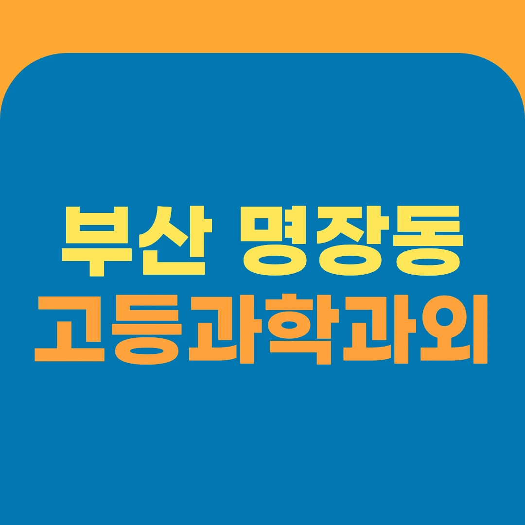 부산 명장동 고등과학과외