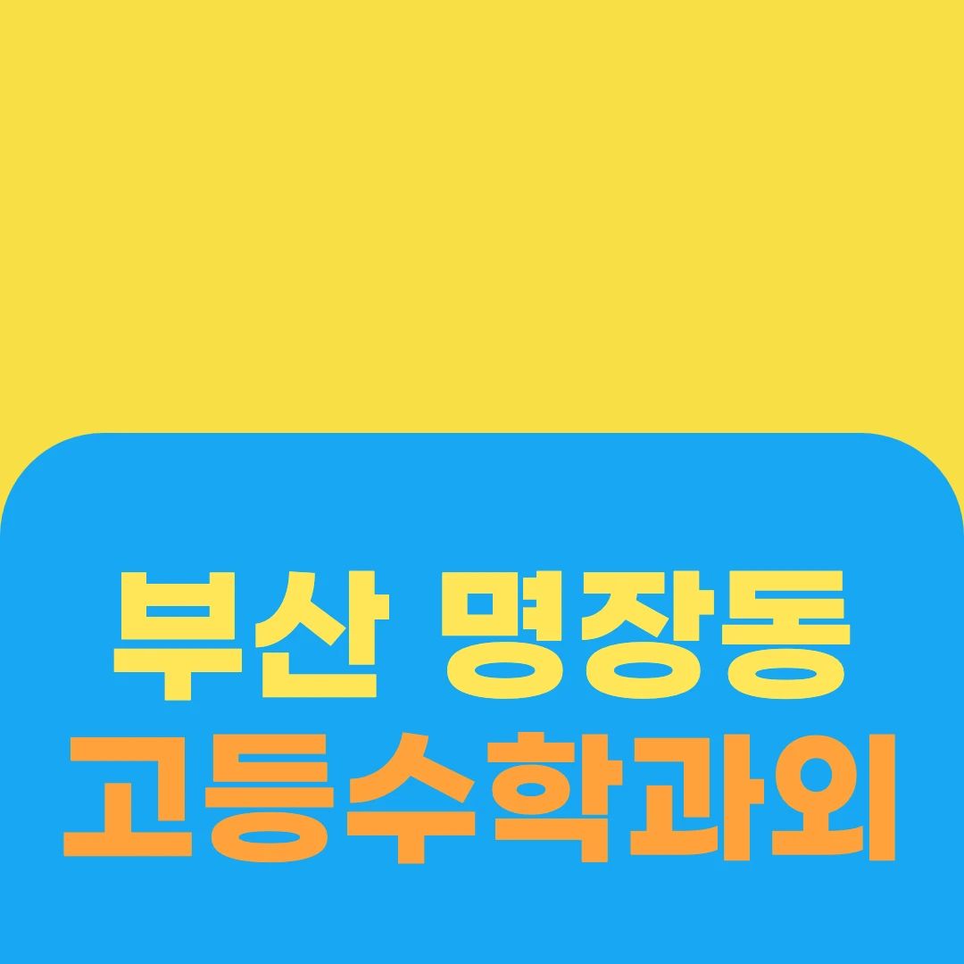 부산 명장동 고등수학과외
