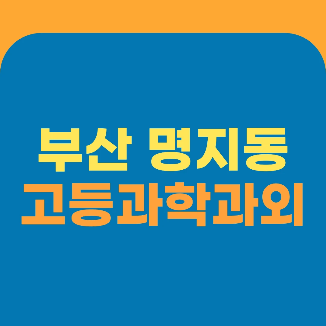 부산 명지동 고등과학과외