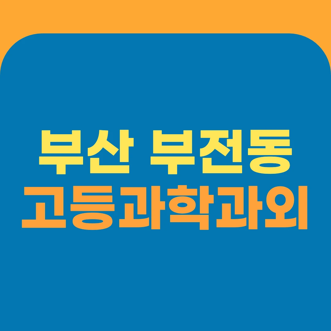 부산 부전동 고등과학과외