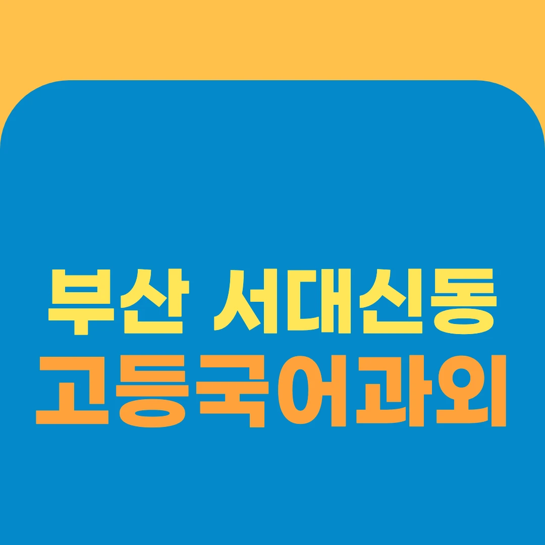 부산 서대신동 고등국어과외
