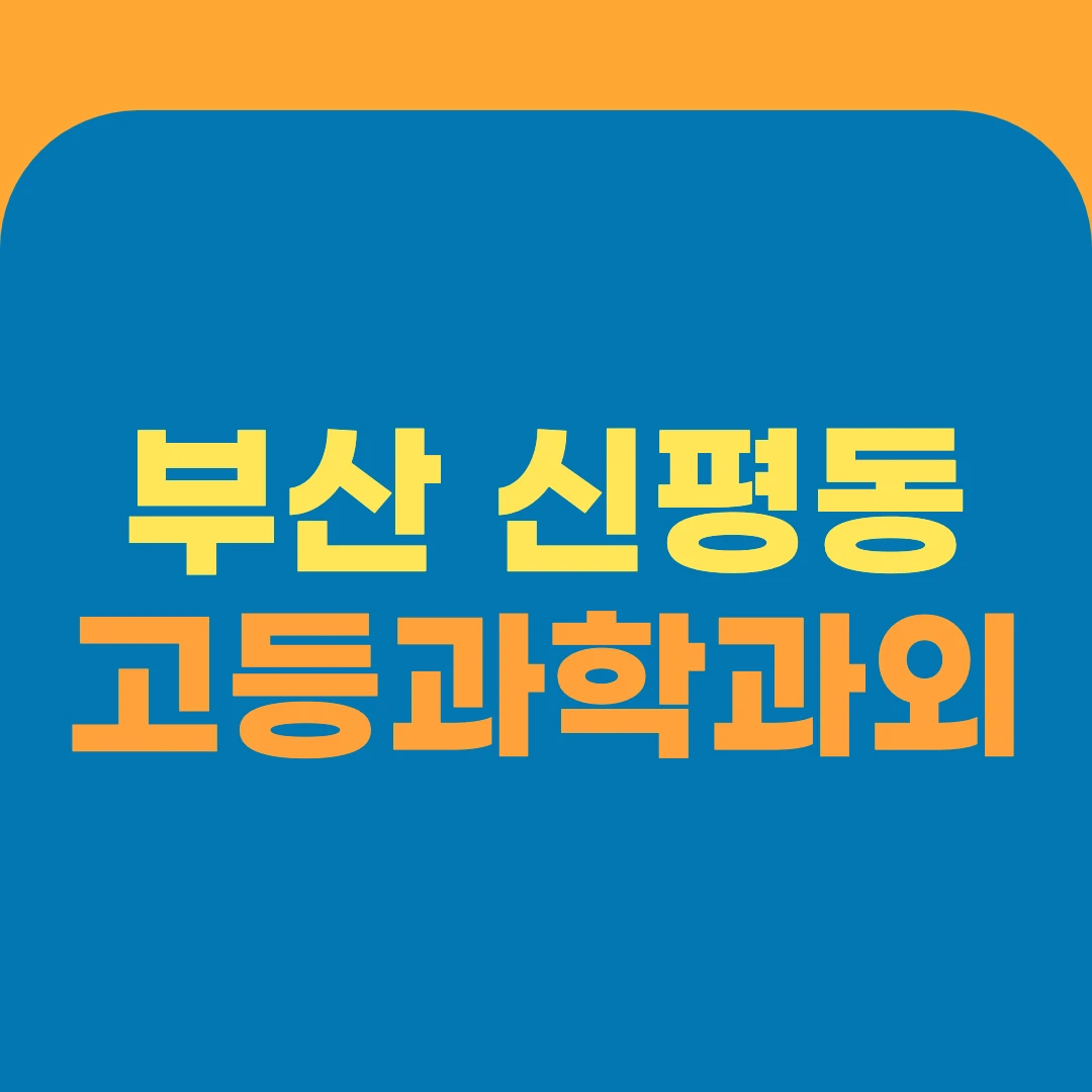 부산 신평동 고등과학과외