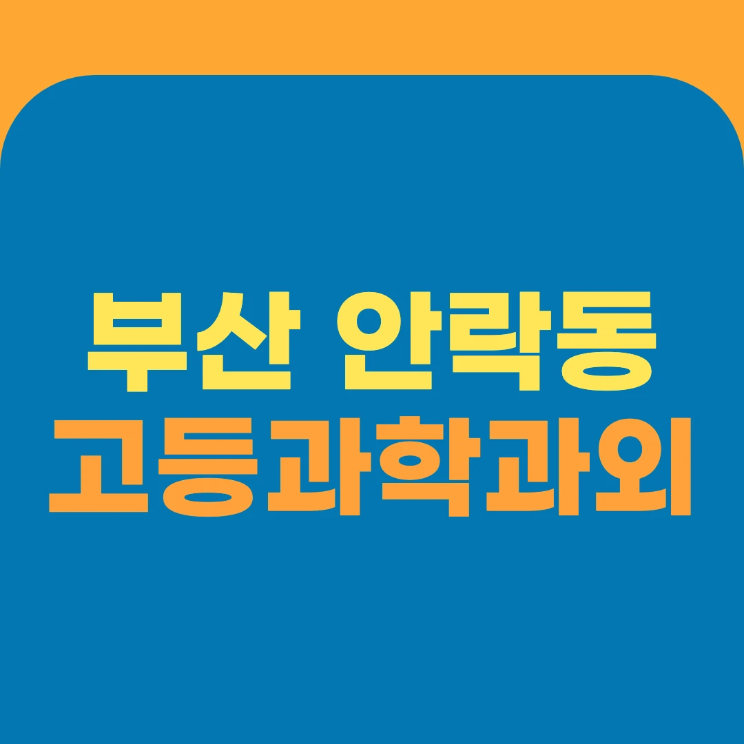 부산 안락동 고등과학과외