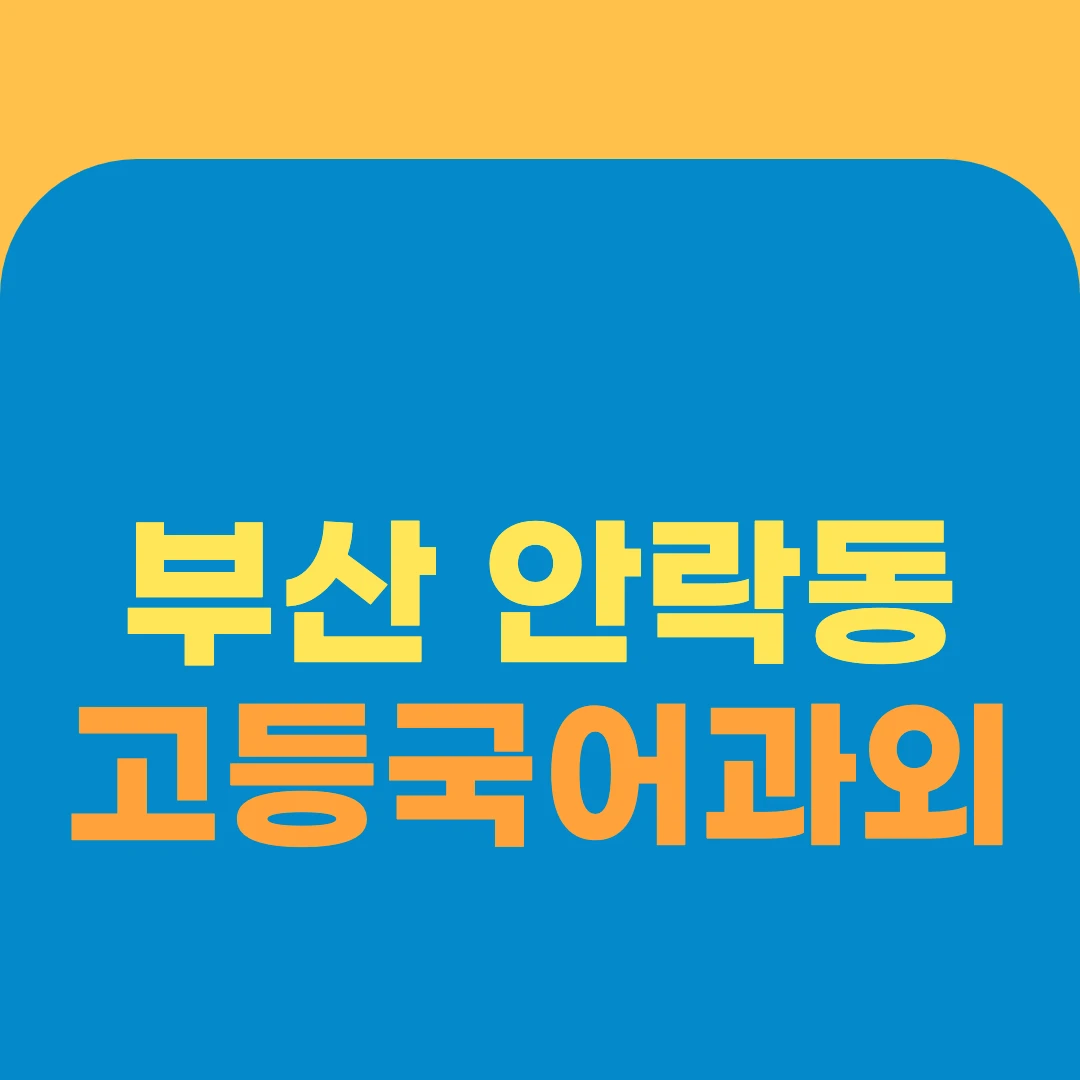 부산 안락동 고등국어과외