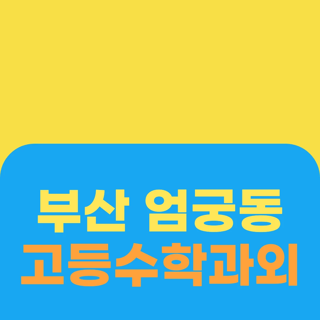 부산 엄궁동 고등수학과외