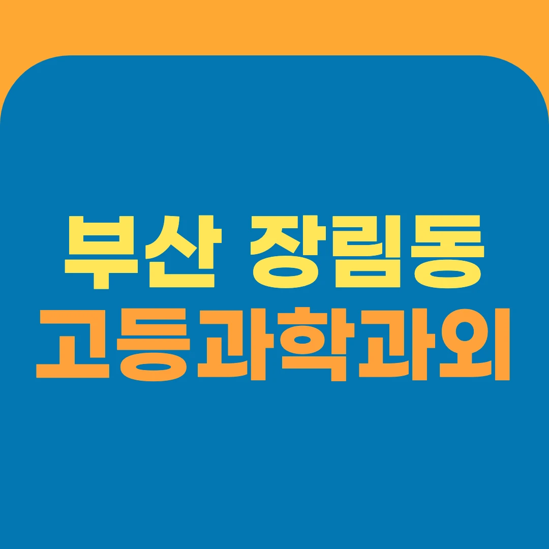 부산 장림동 고등과학과외