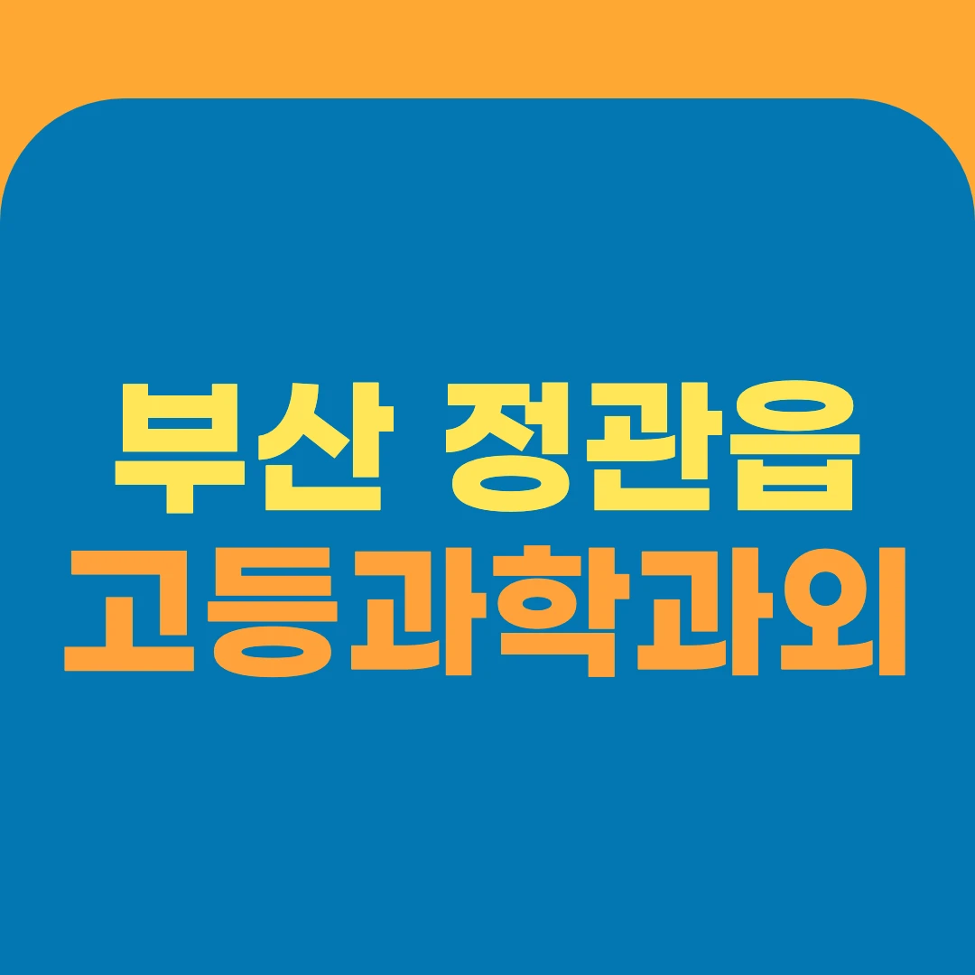 부산 정관읍 고등과학과외
