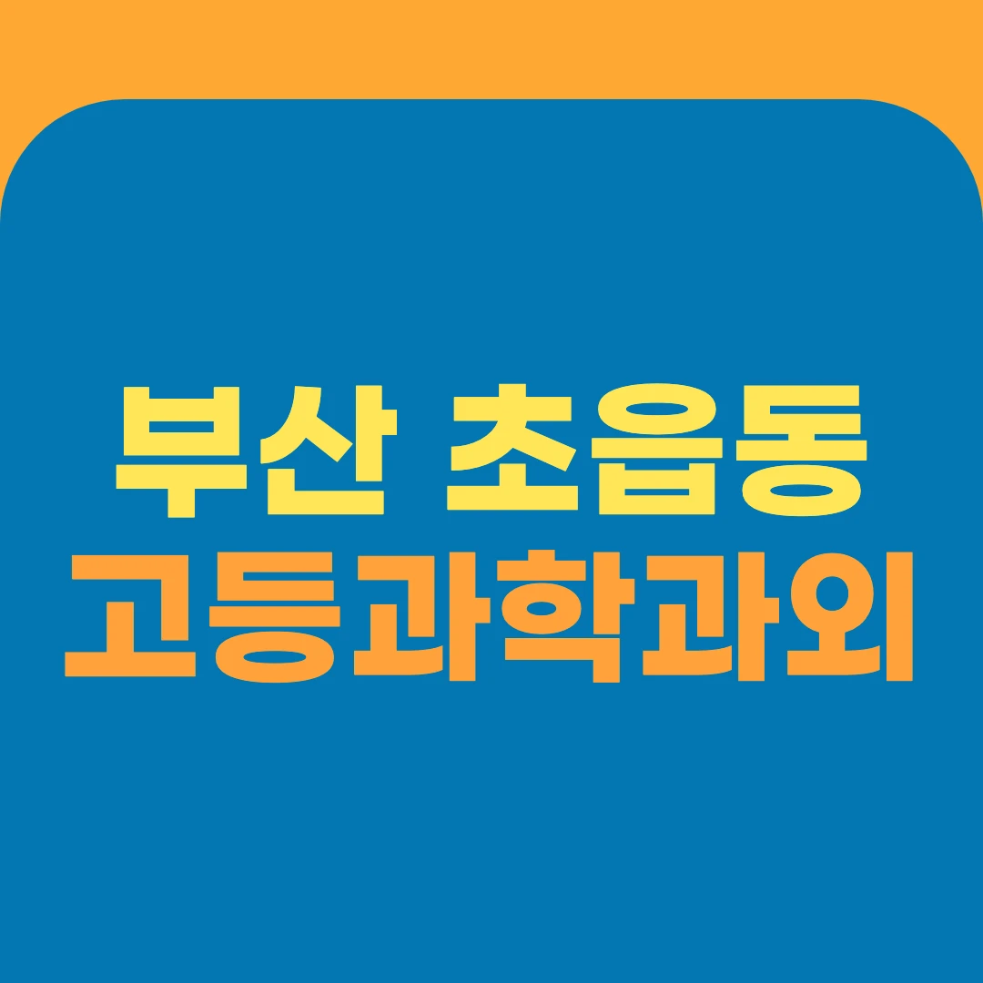 부산 초읍동 고등과학과외