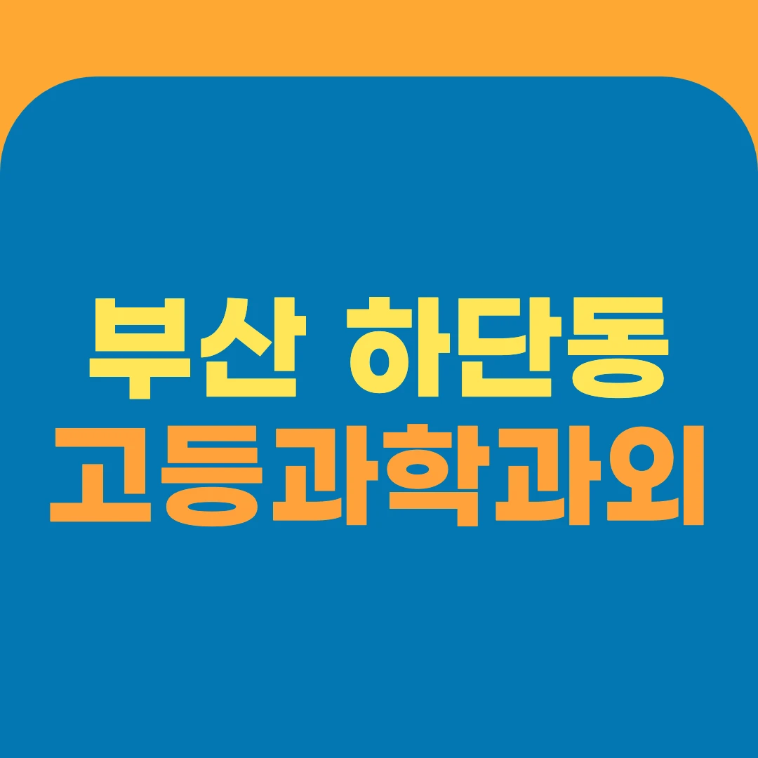 부산 하단동 고등과학과외