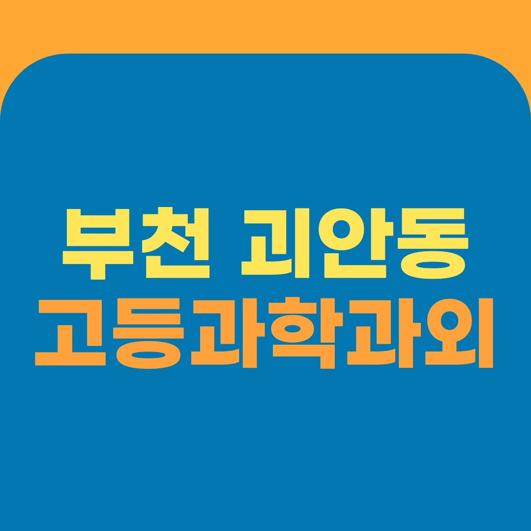 부천 괴안동 고등과학과외