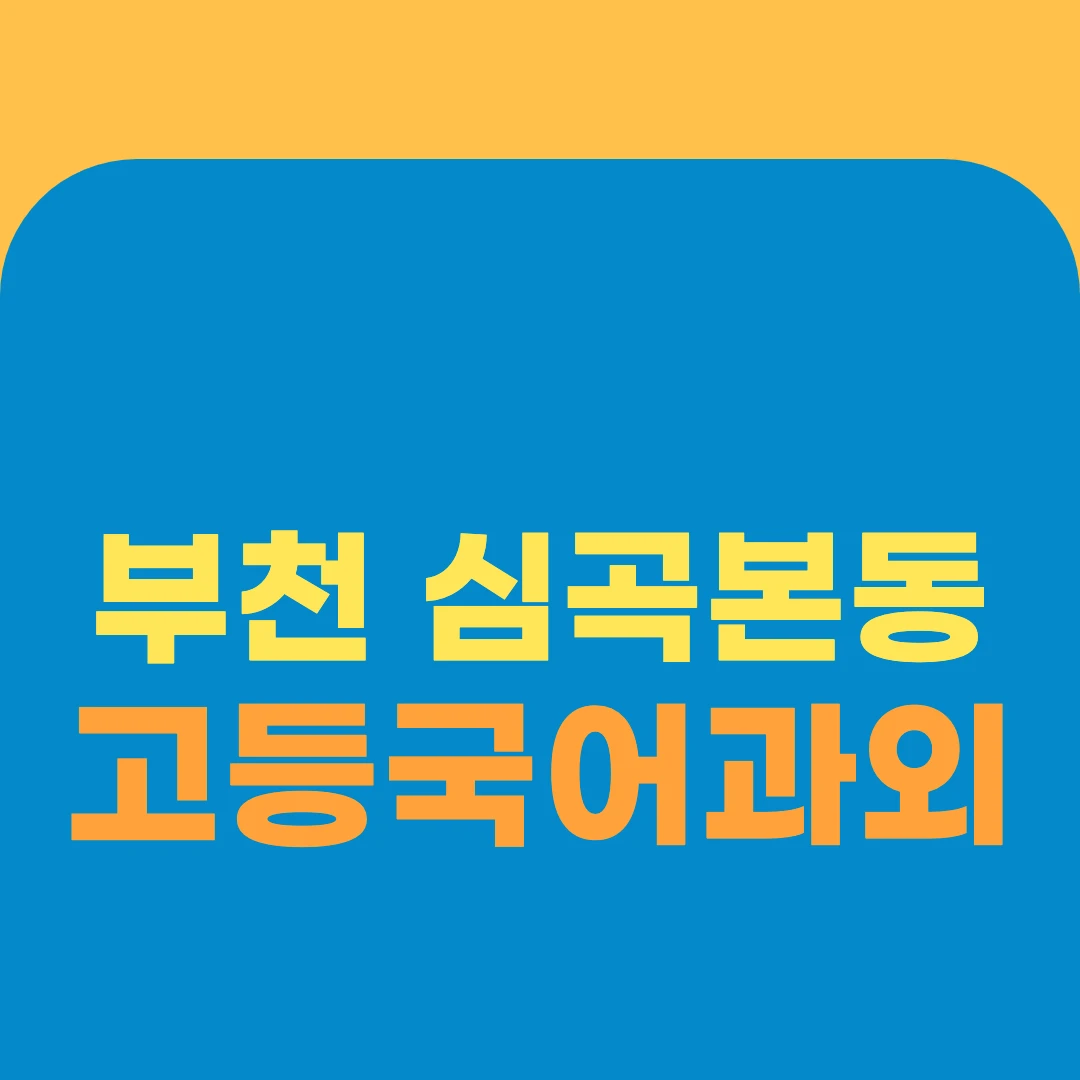 부천 심곡본동 고등국어과외