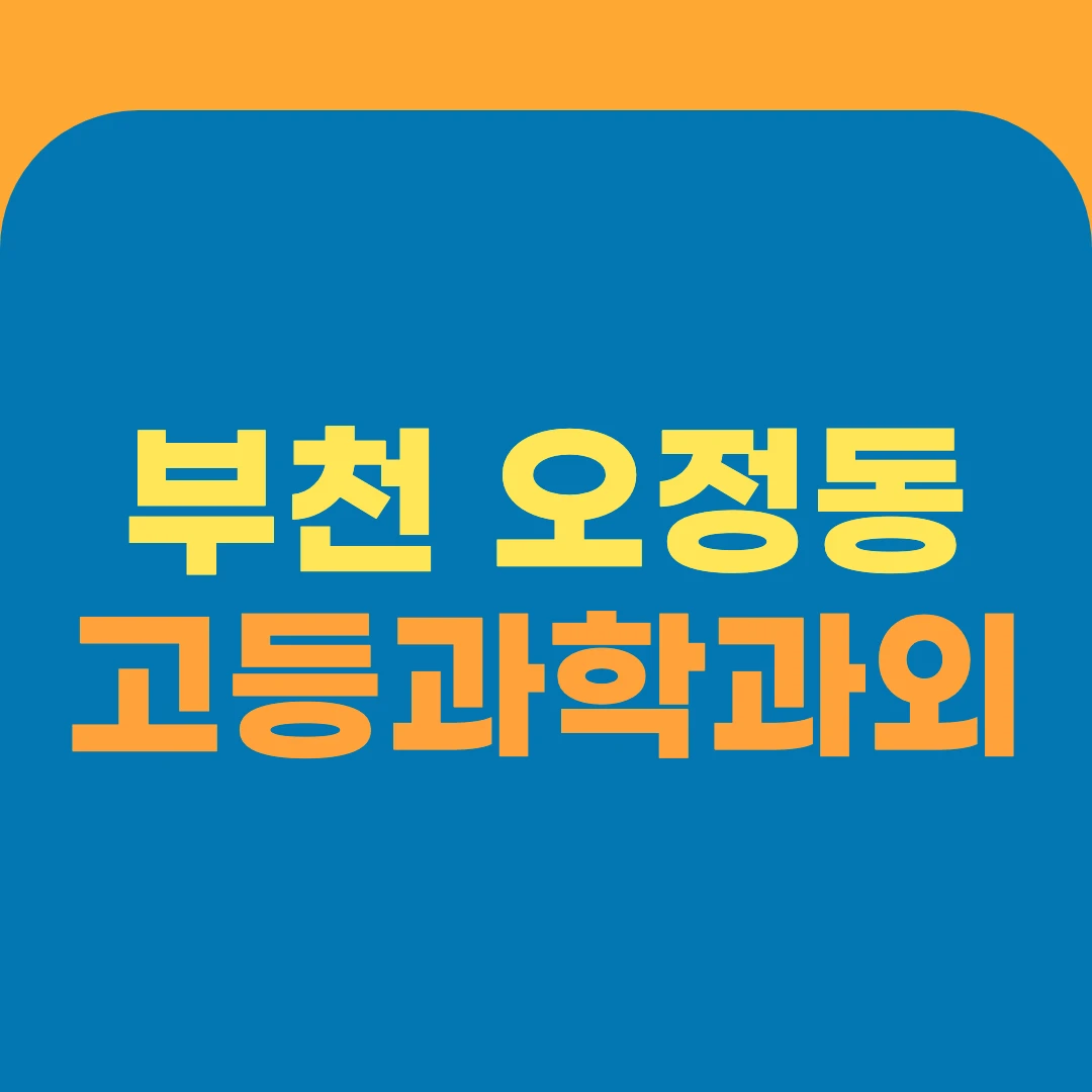 부천 오정동 고등과학과외