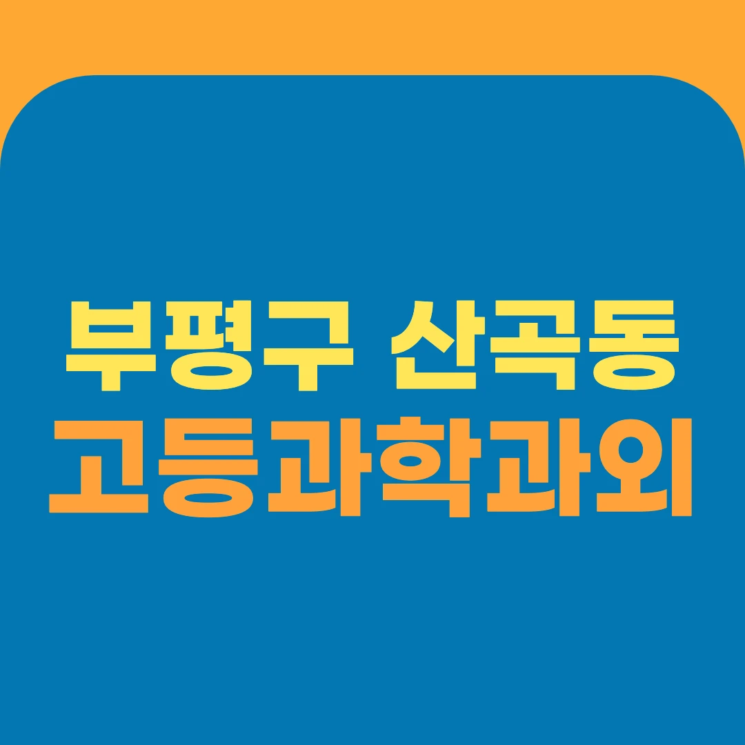 부평구 산곡동 고등과학과외