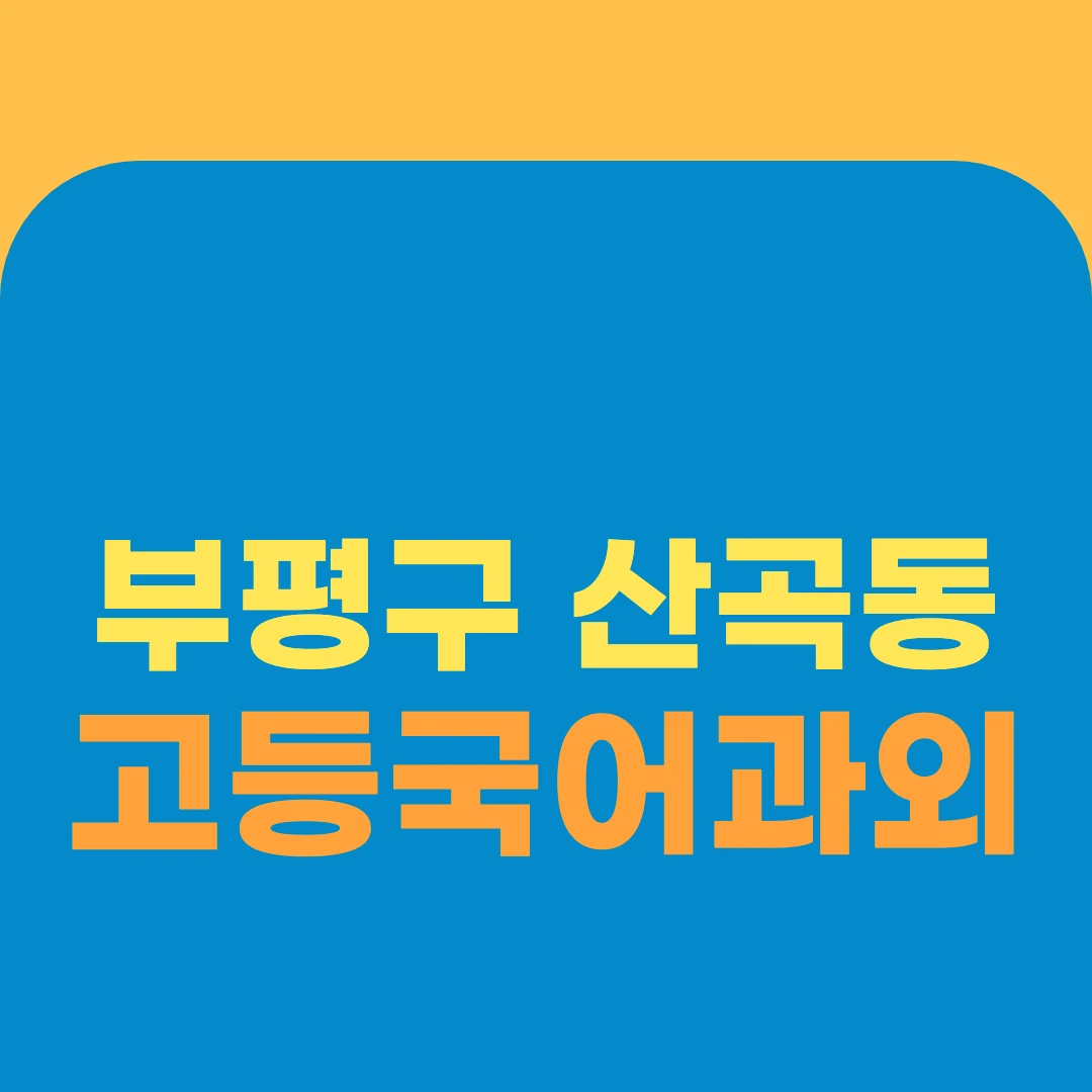 부평구 산곡동 고등국어과외