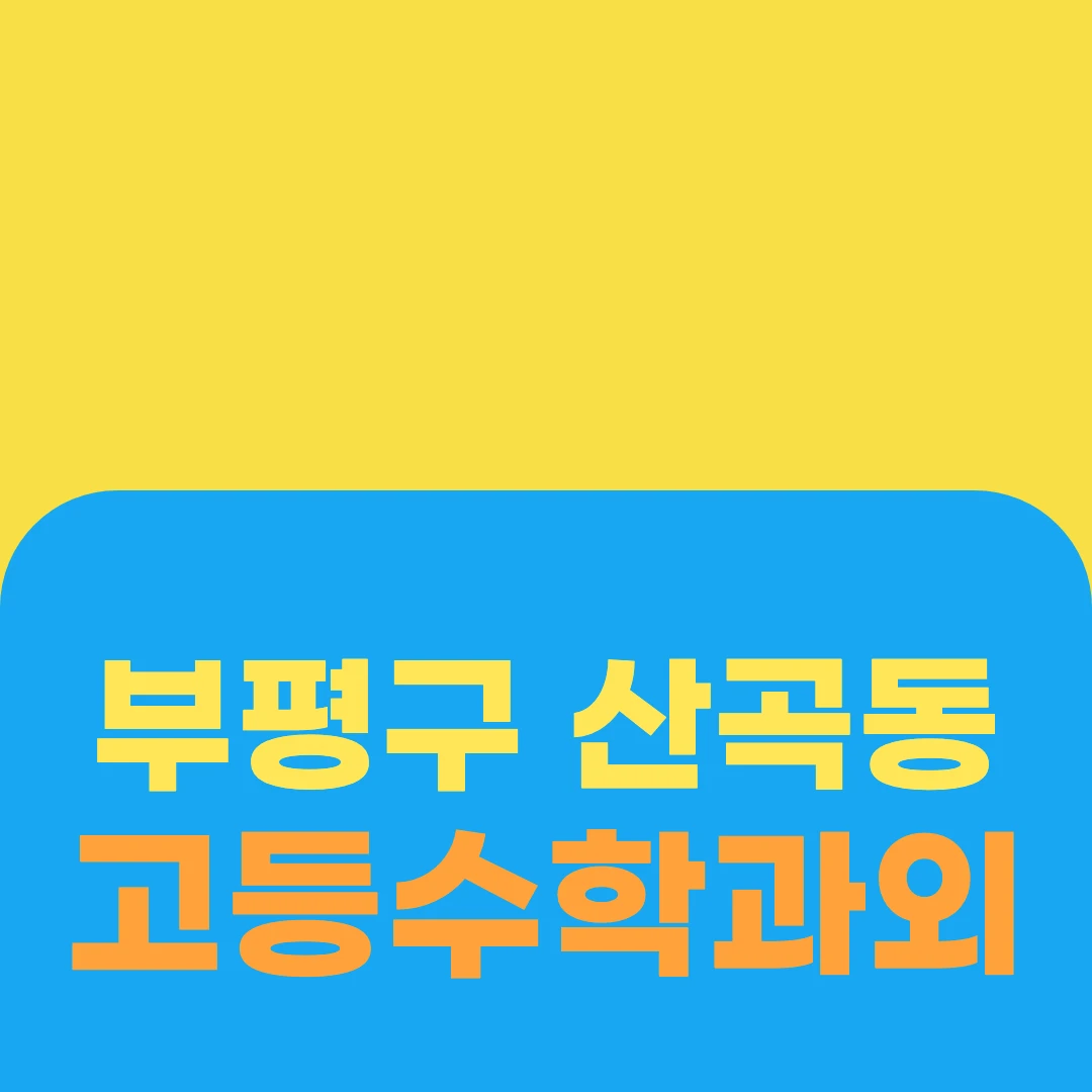 부평구 산곡동 고등수학과외