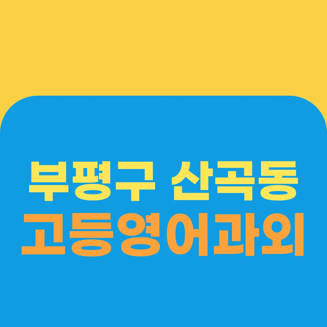 부평구 산곡동 고등영어과외