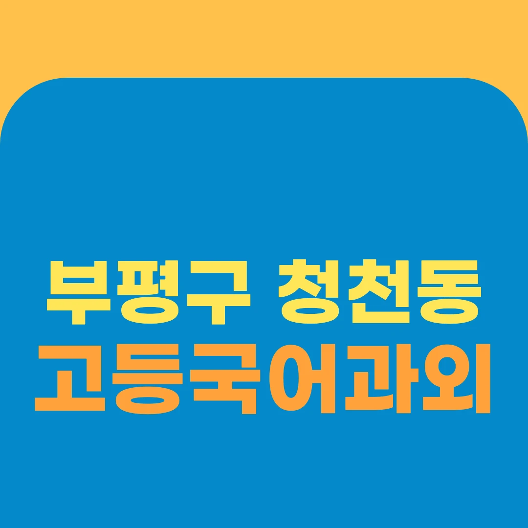 부평구 청천동 고등국어과외