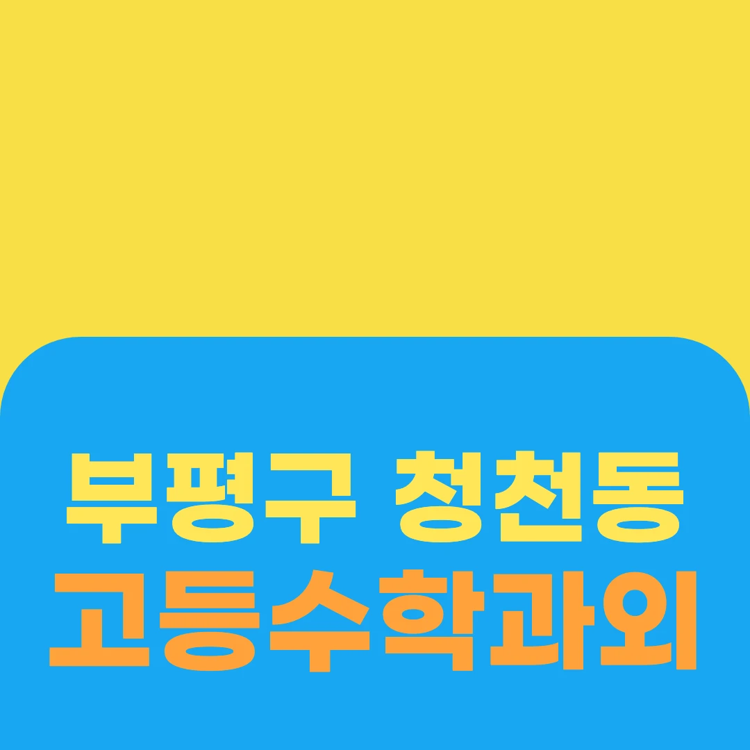 부평구 청천동 고등수학과외
