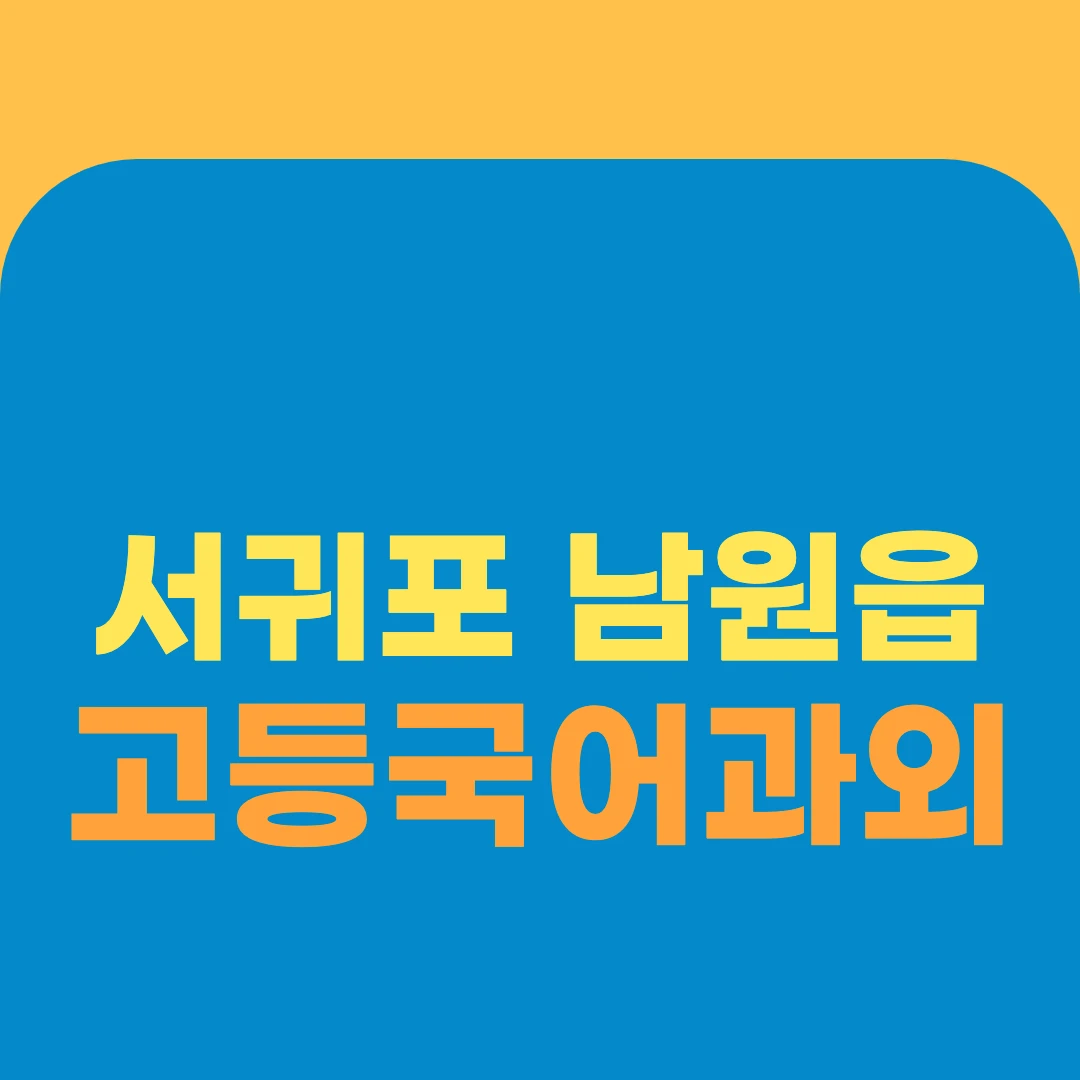 서귀포 남원읍 고등국어과외