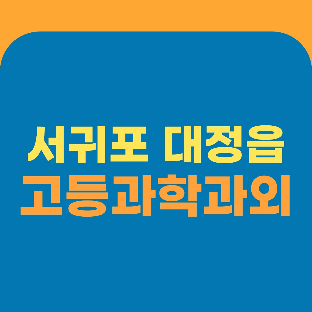 서귀포 대정읍 고등과학과외