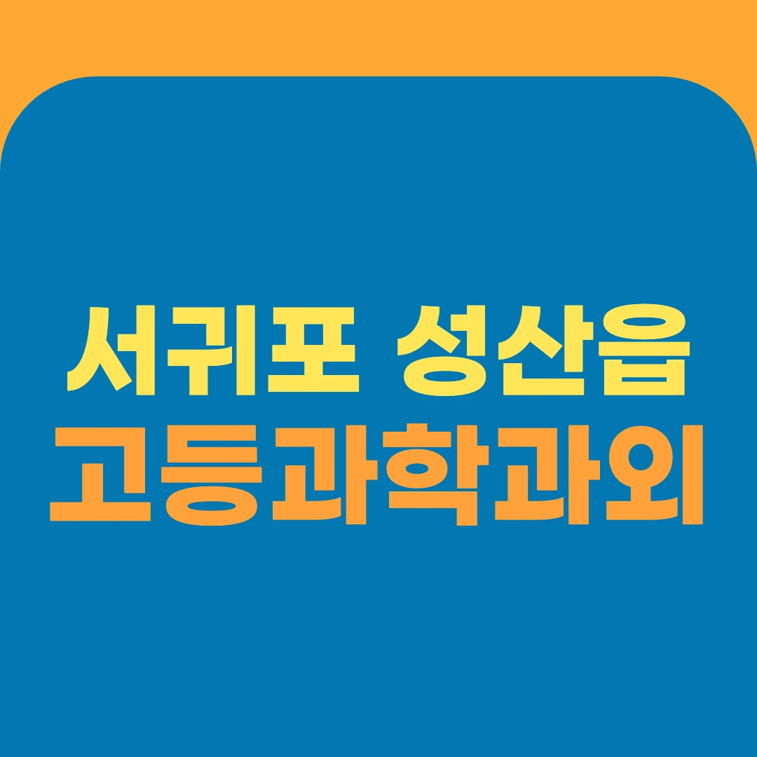 서귀포 성산읍 고등과학과외
