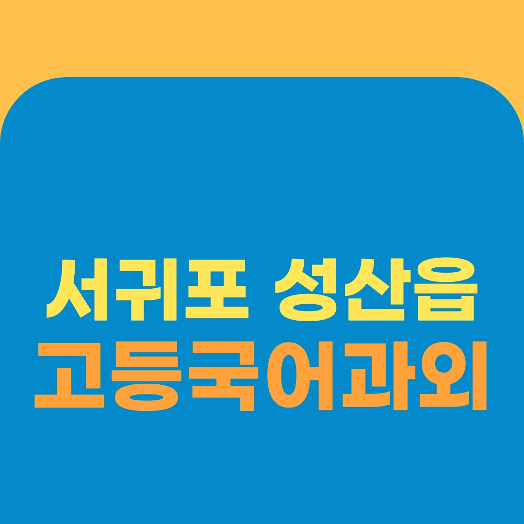 서귀포 성산읍 고등국어과외