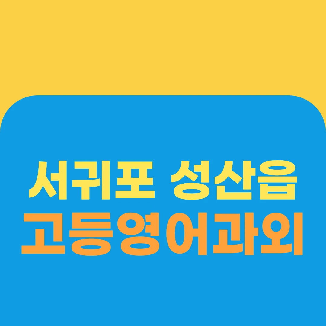 서귀포 성산읍 고등영어과외