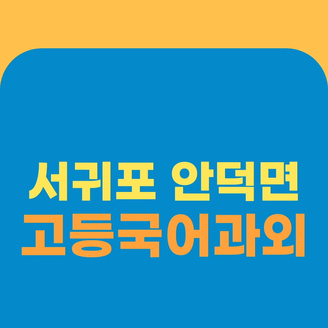 서귀포 안덕면 고등국어과외