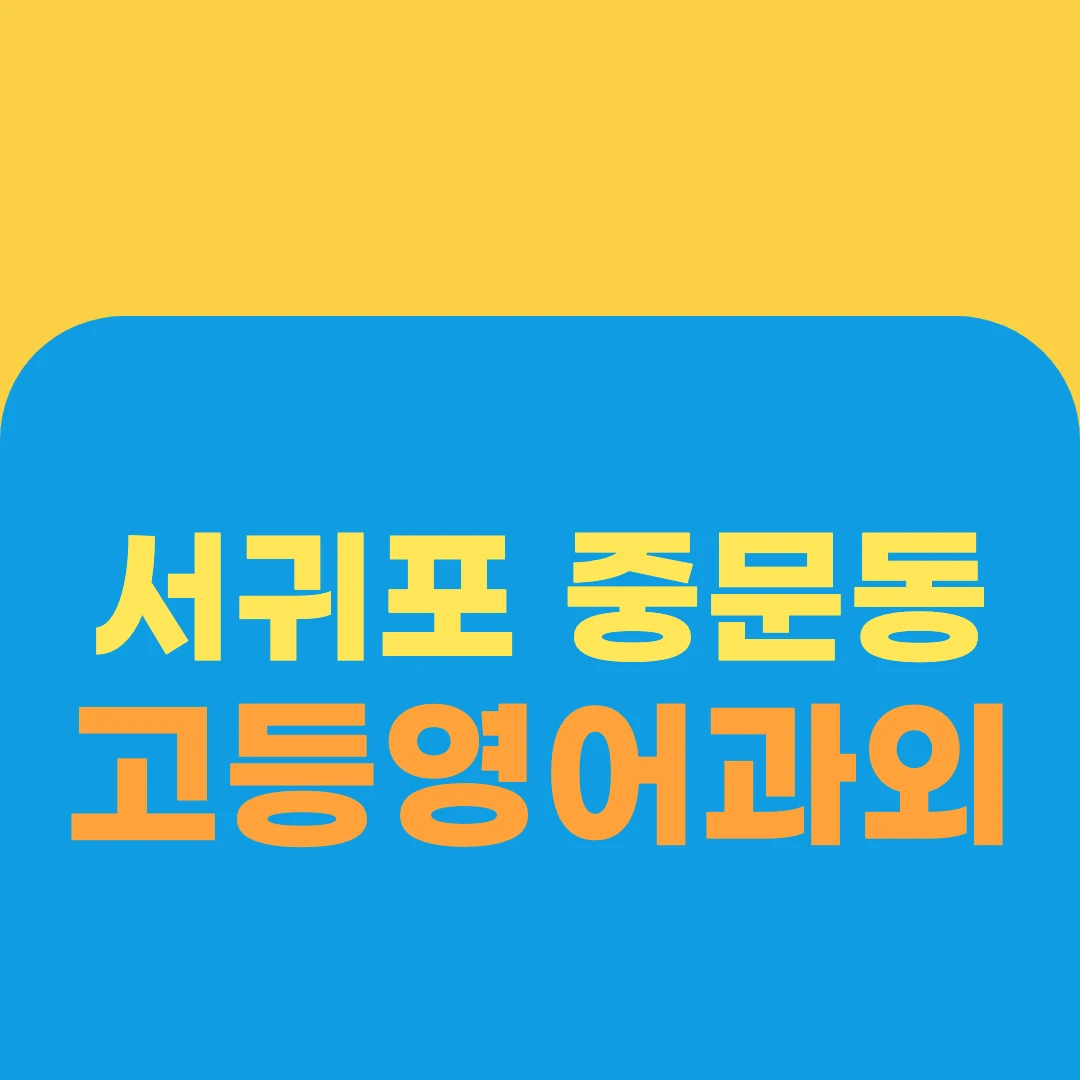 서귀포 중문동 고등영어과외