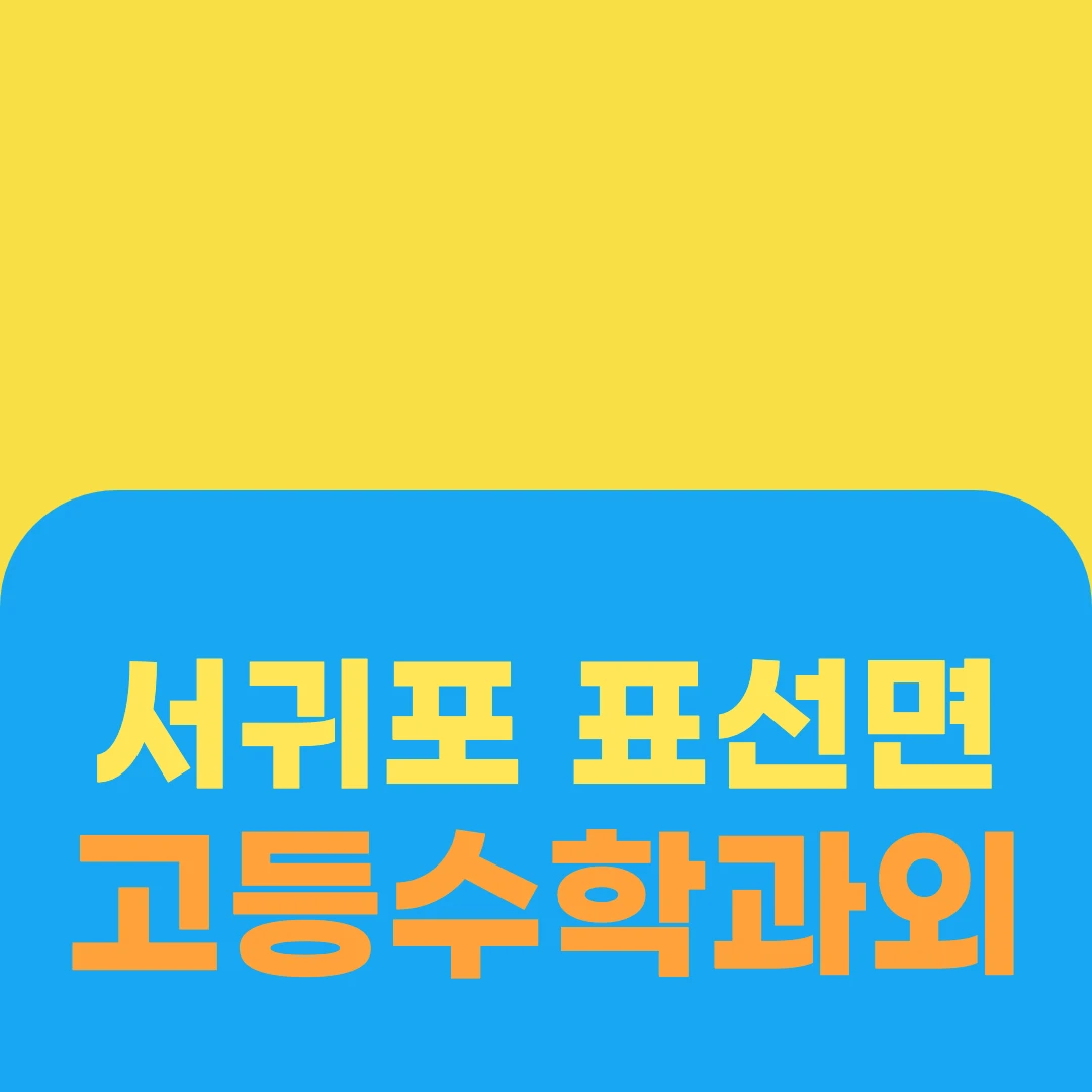 서귀포 표선면 고등수학과외