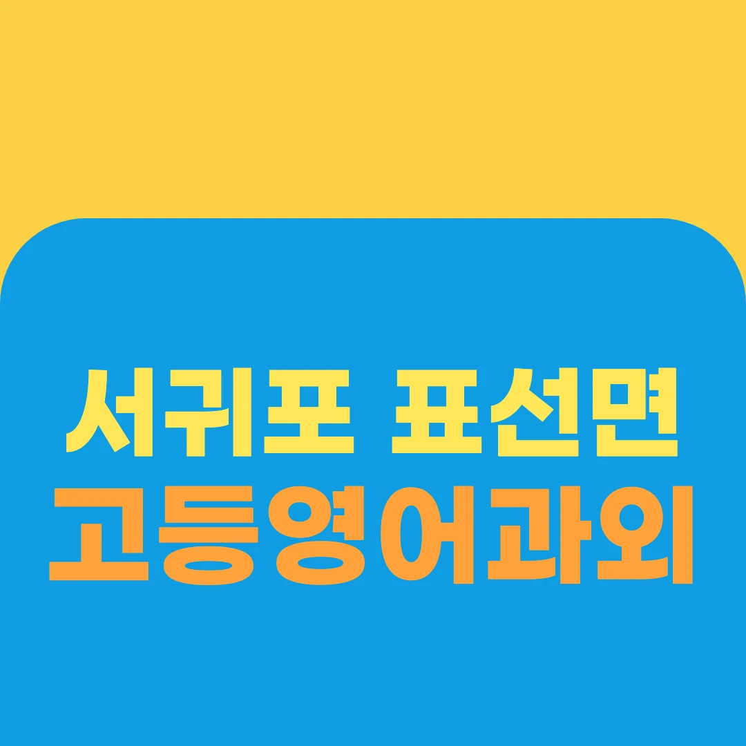 서귀포 표선면 고등영어과외