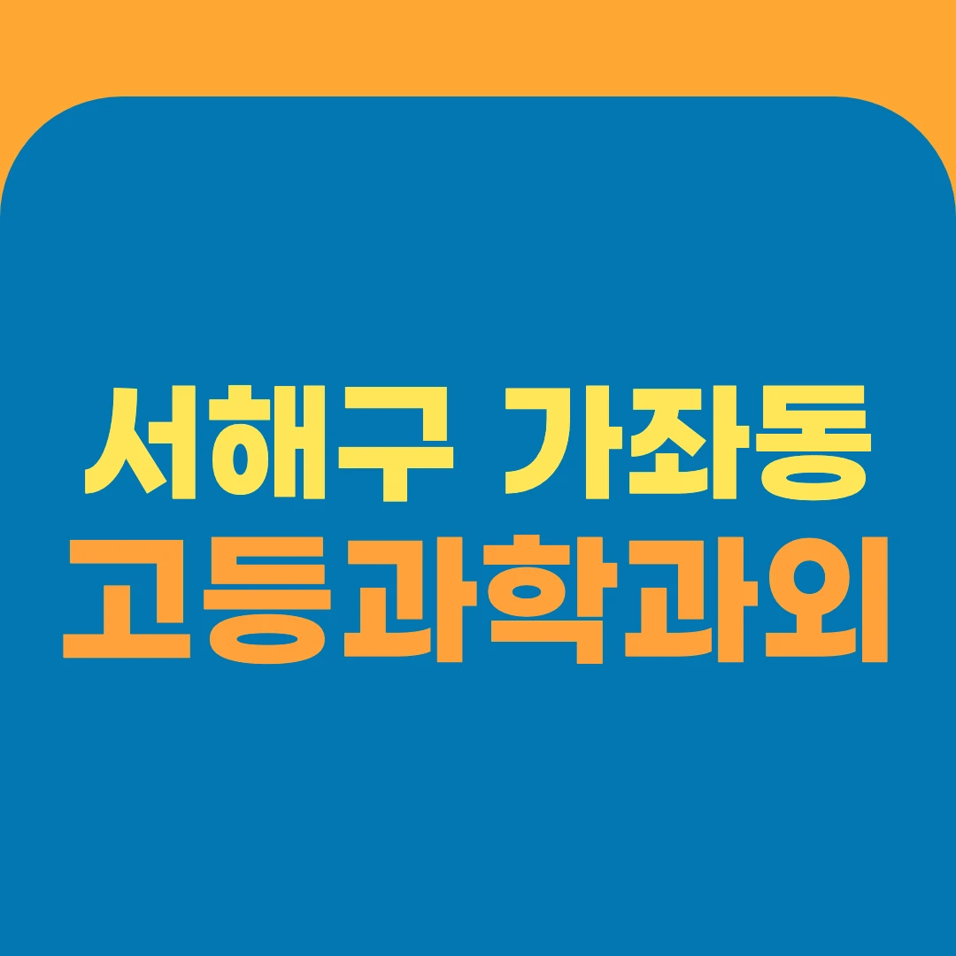 서해구 가좌동 고등과학과외