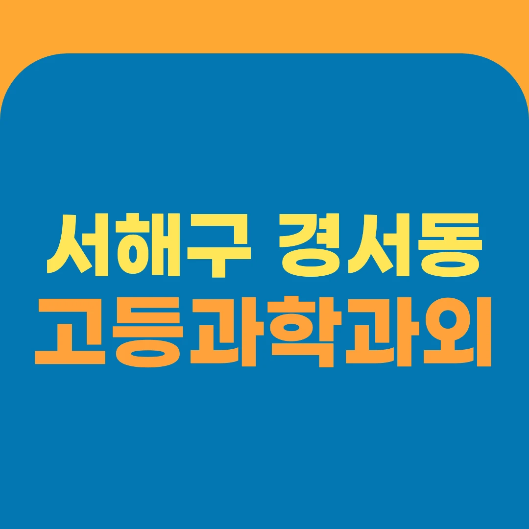 서해구 경서동 고등과학과외