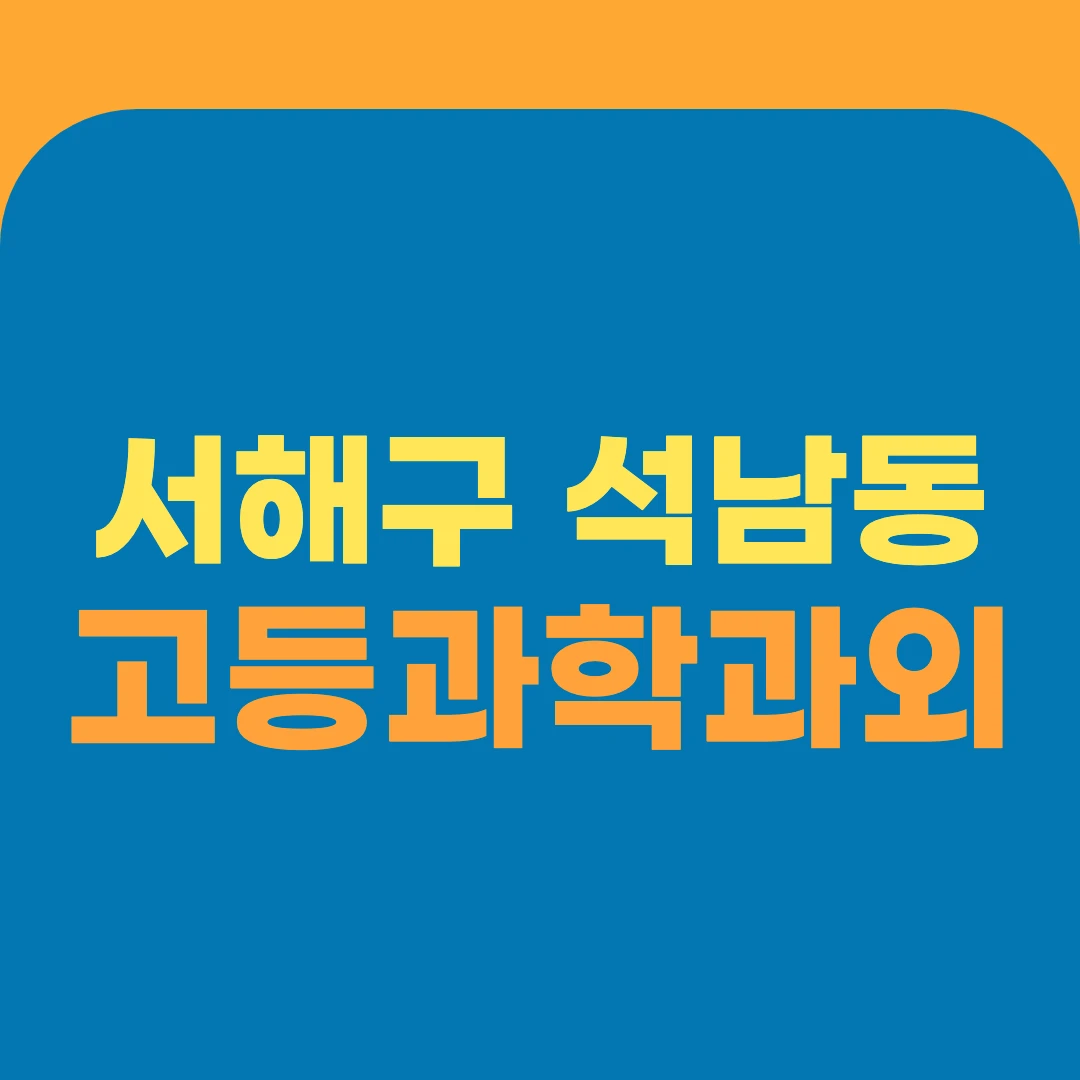 서해구 석남동 고등과학과외