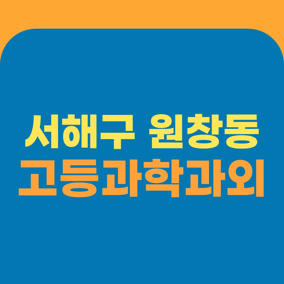 서해구 원창동 고등과학과외