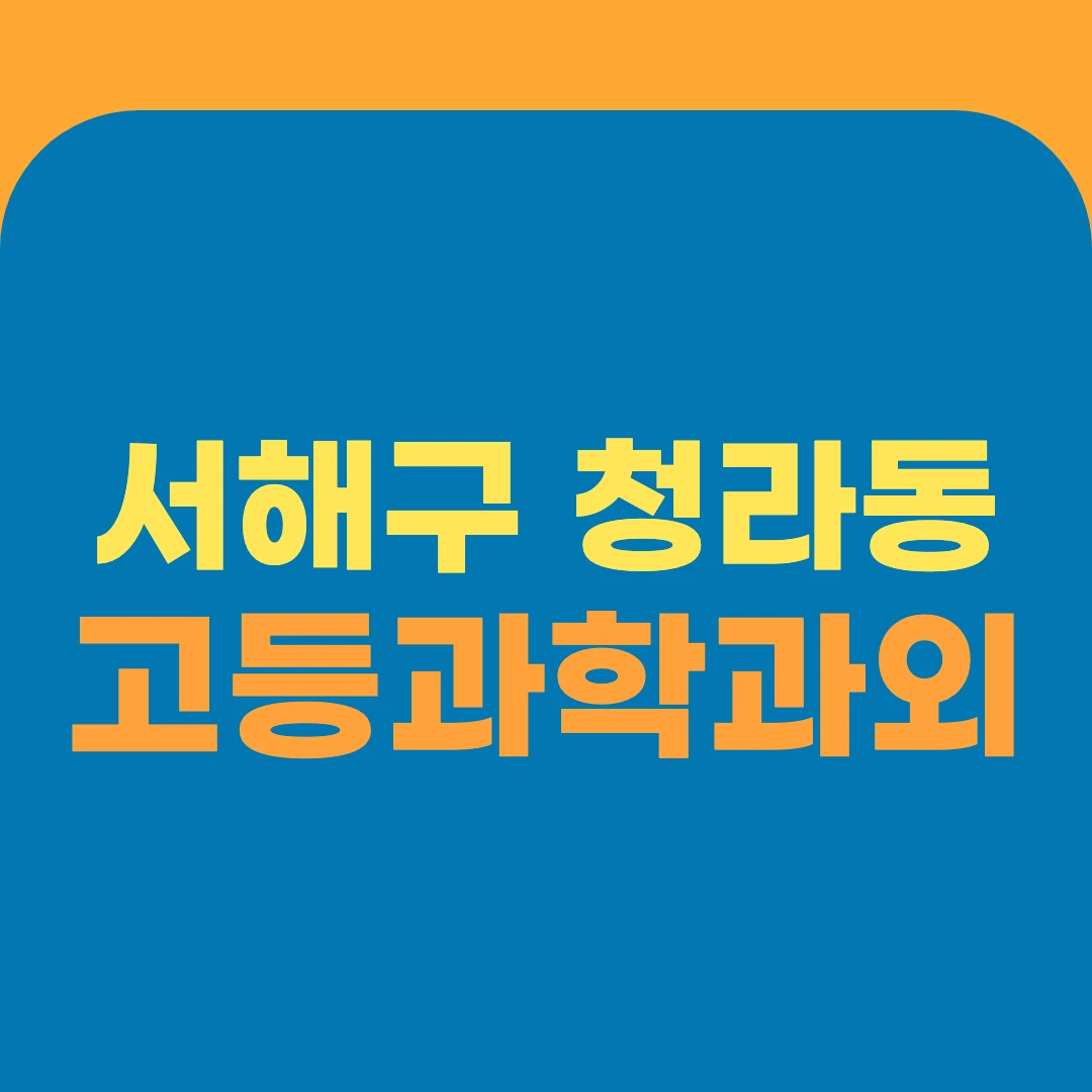 서해구 청라동 고등과학과외