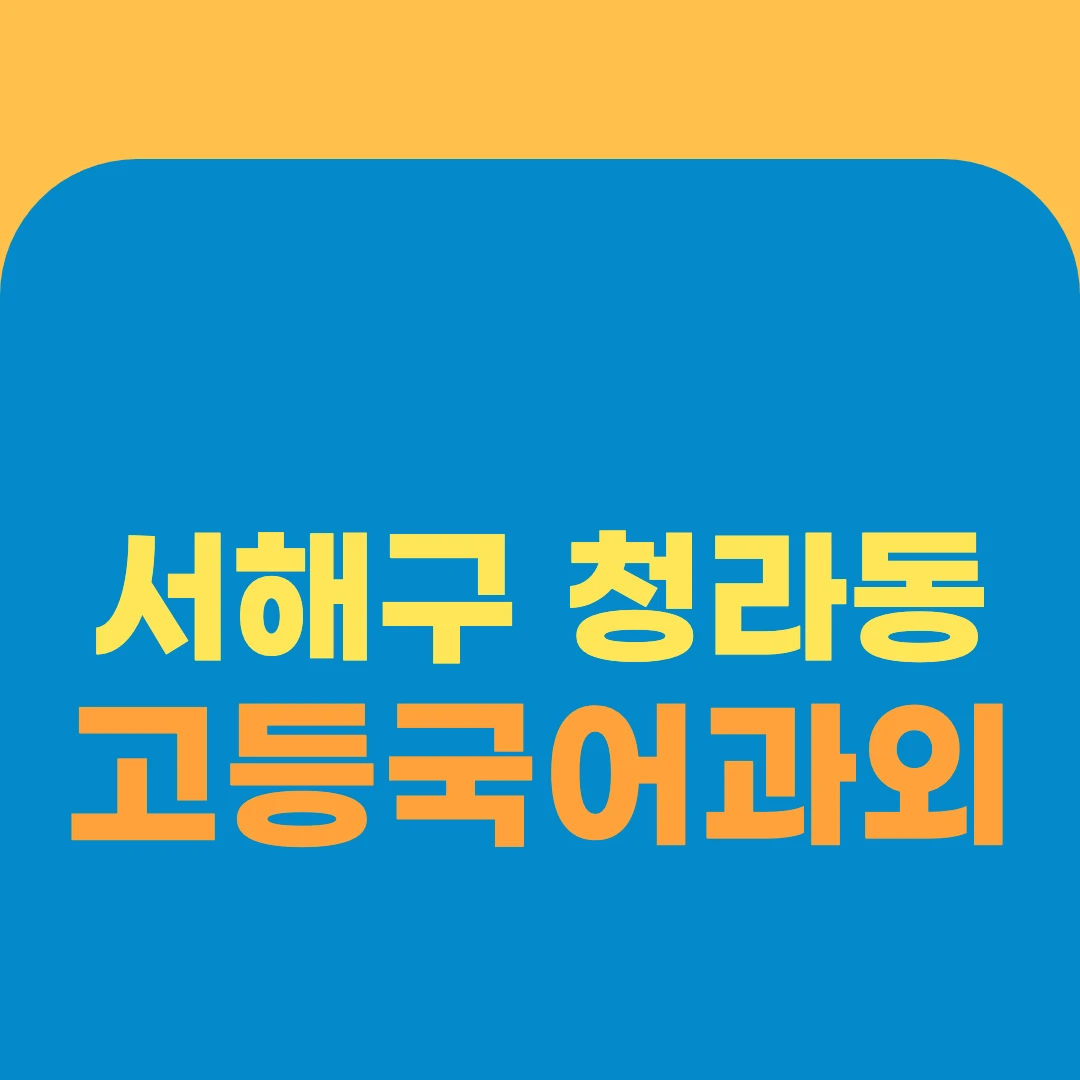 서해구 청라동 고등국어과외