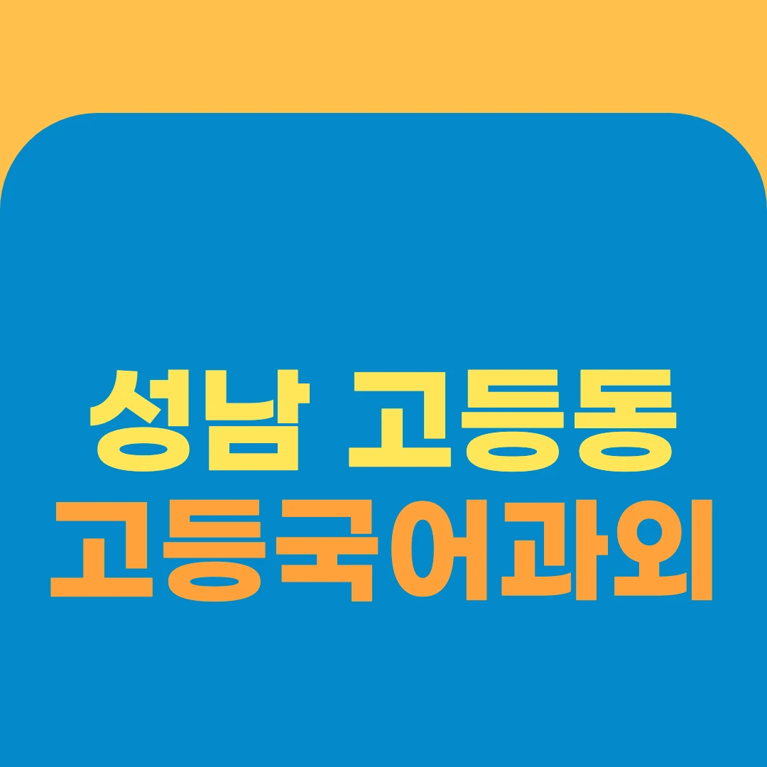 성남 고등동 고등국어과외