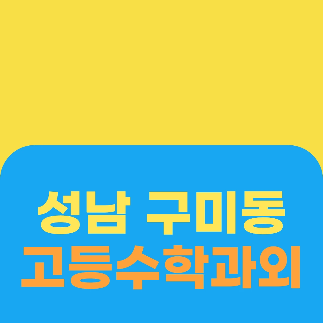 성남 구미동 고등수학과외