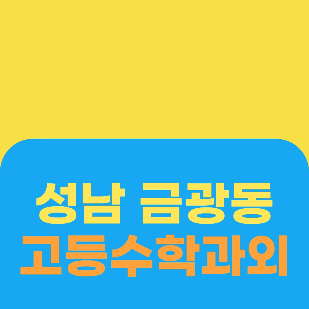 성남 금광동 고등수학과외