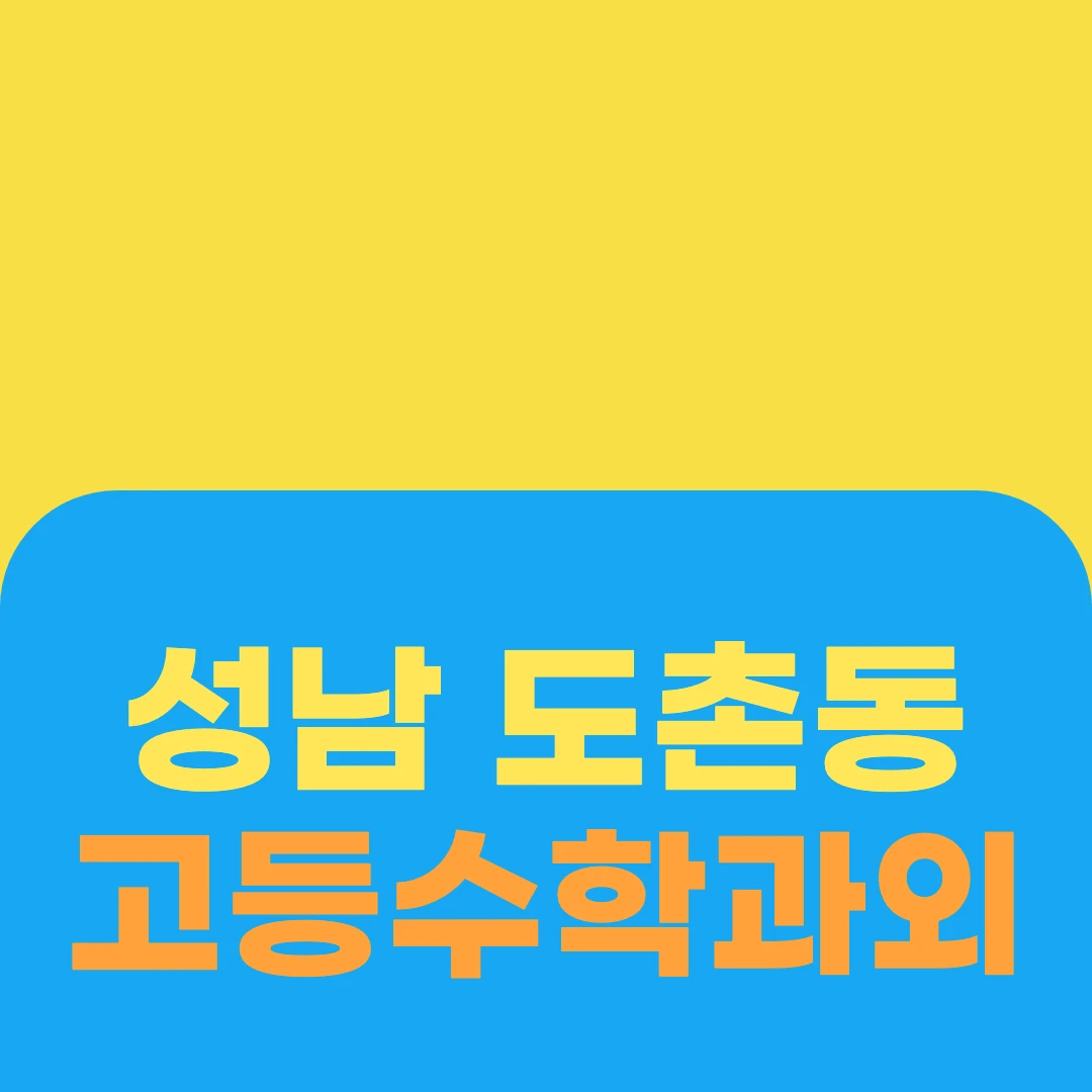 성남 도촌동 고등수학과외