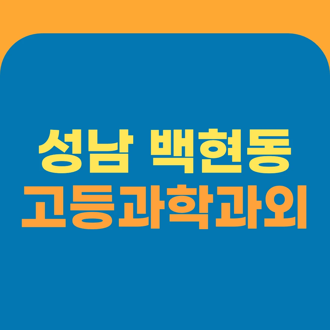 성남 백현동 고등과학과외