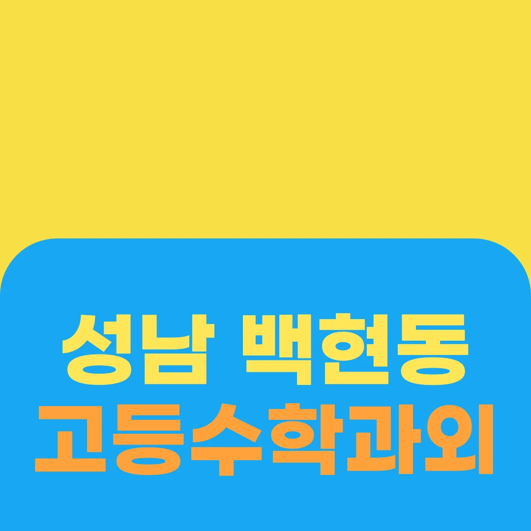 성남 백현동 고등수학과외