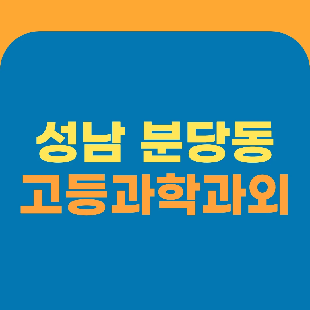 성남 분당동 고등과학과외