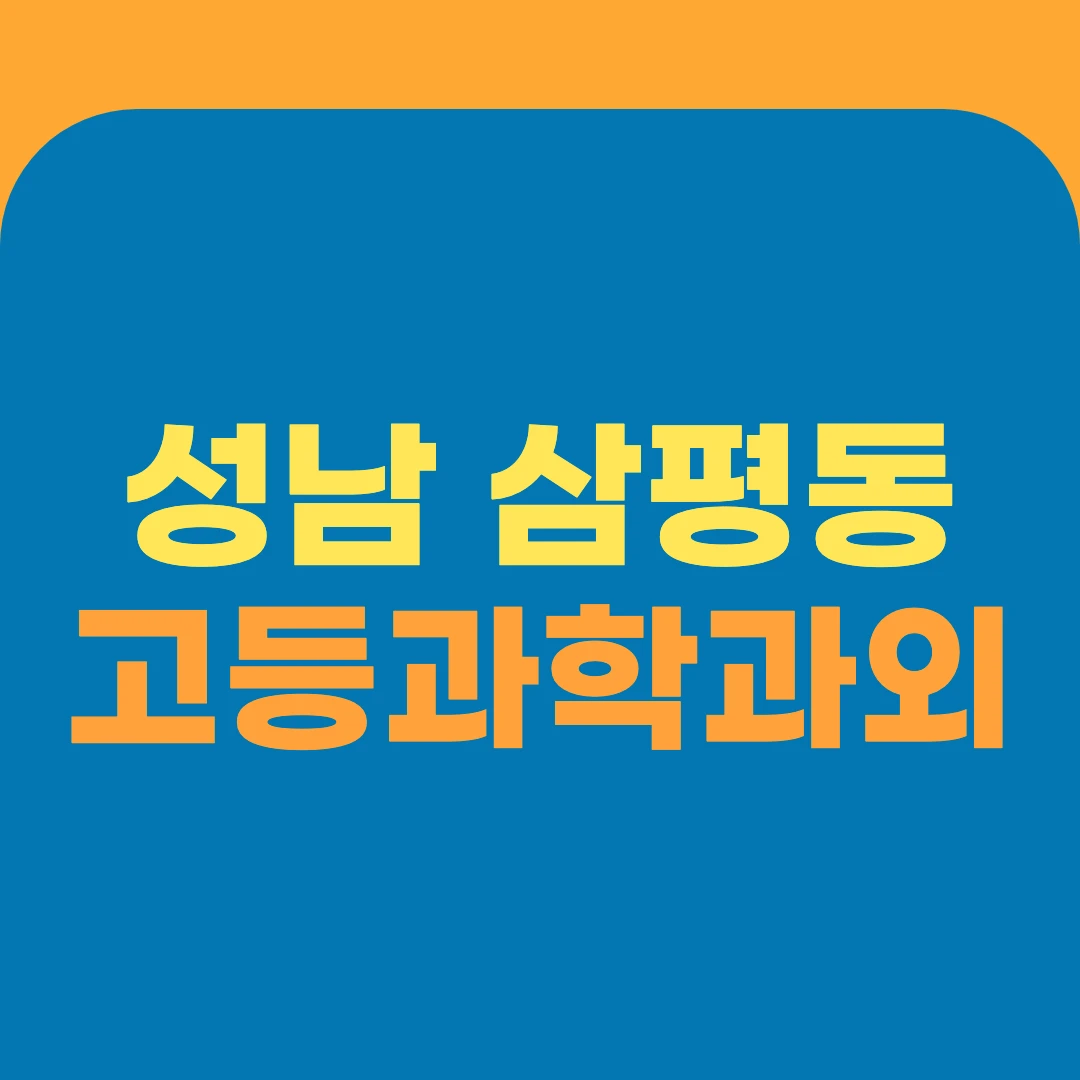 성남 삼평동 고등과학과외