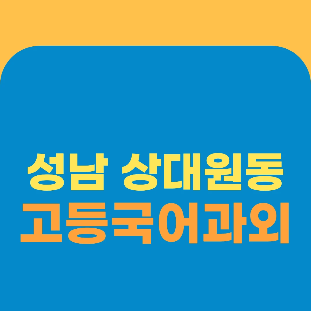 성남 상대원동 고등국어과외