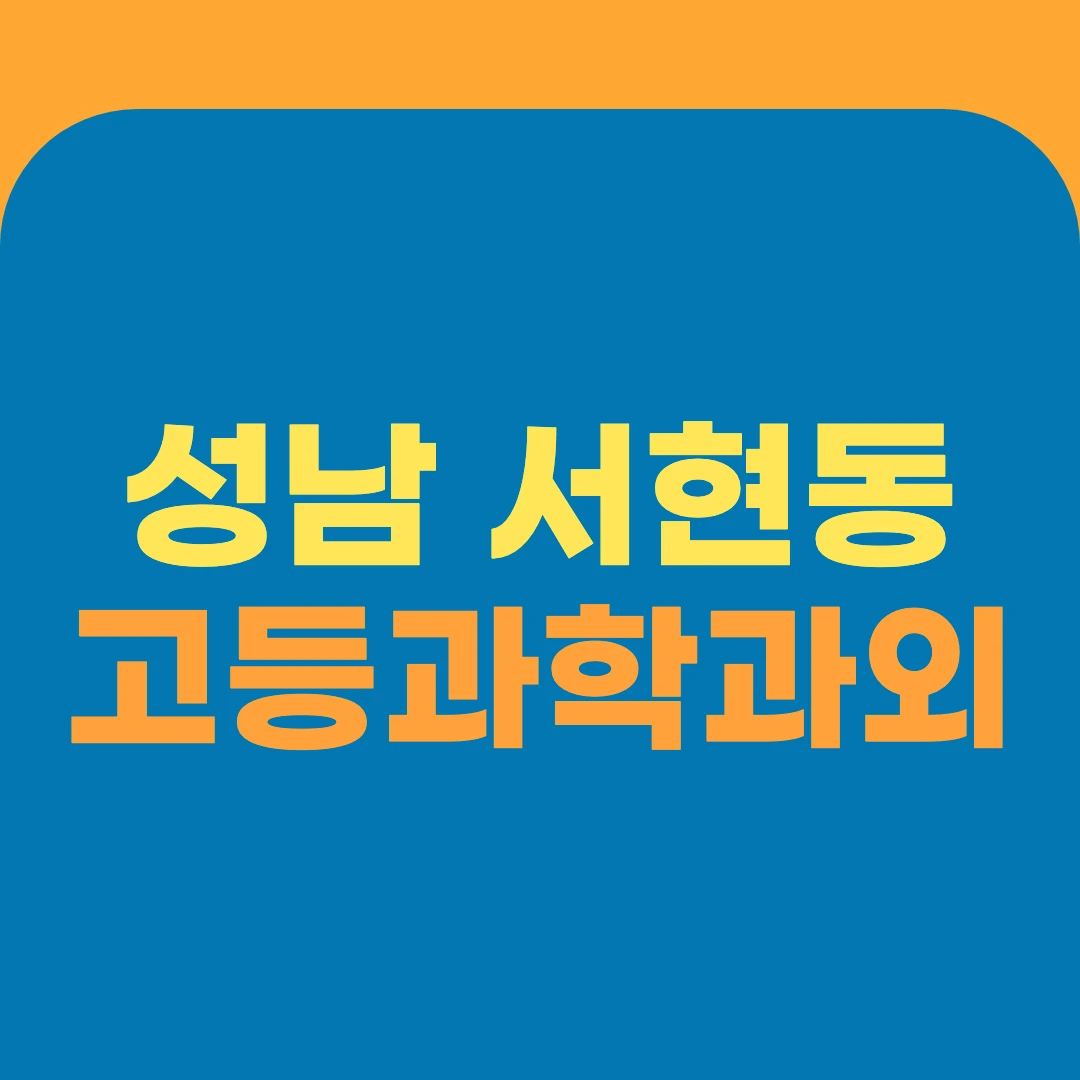 성남 서현동 고등과학과외